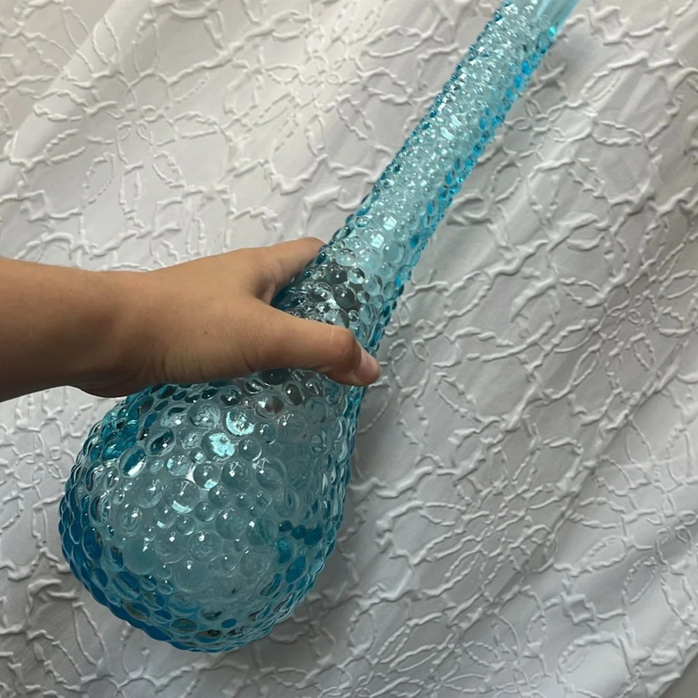 Vintage Blue Glass Bubble Vase